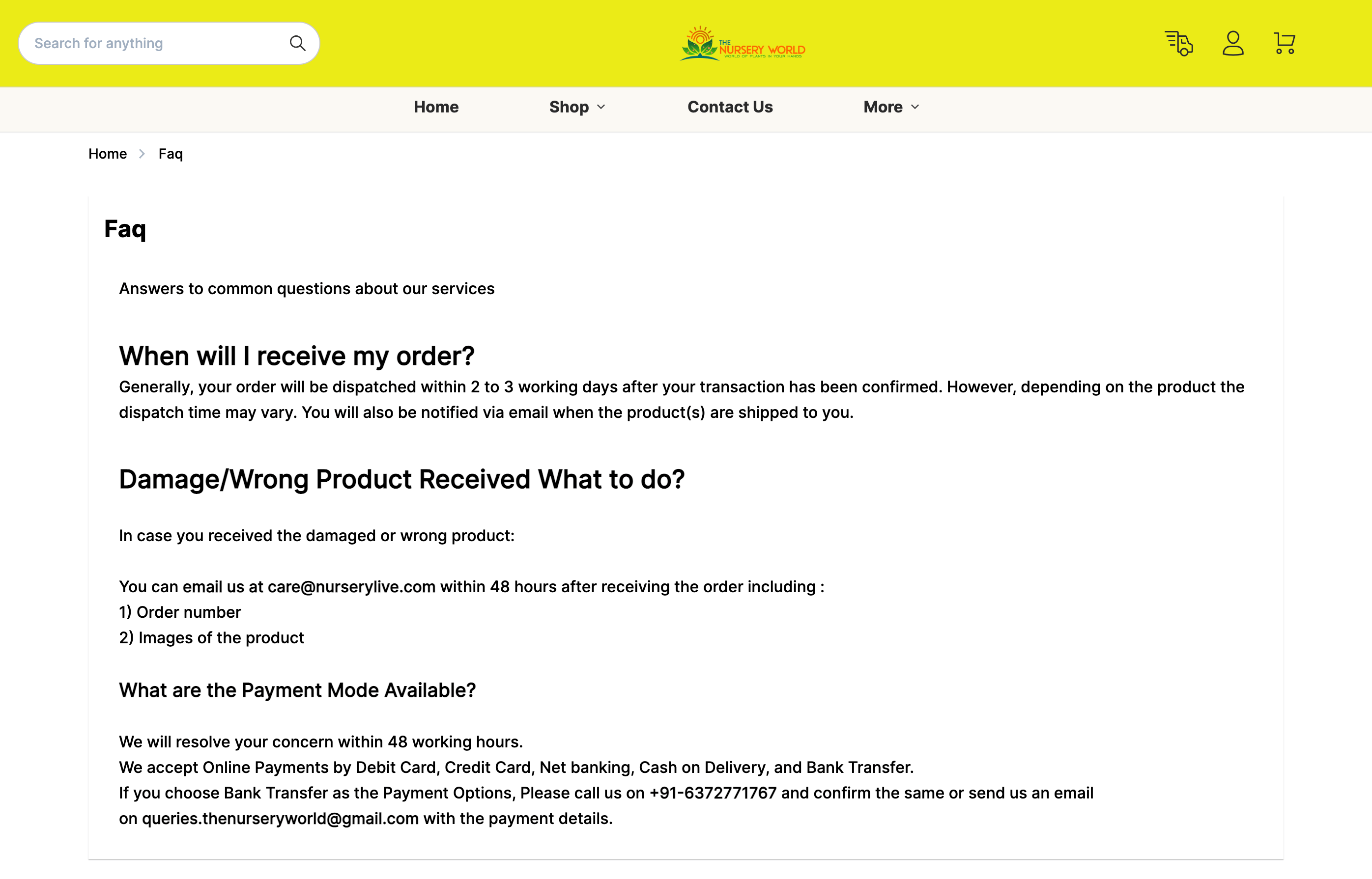 faq page