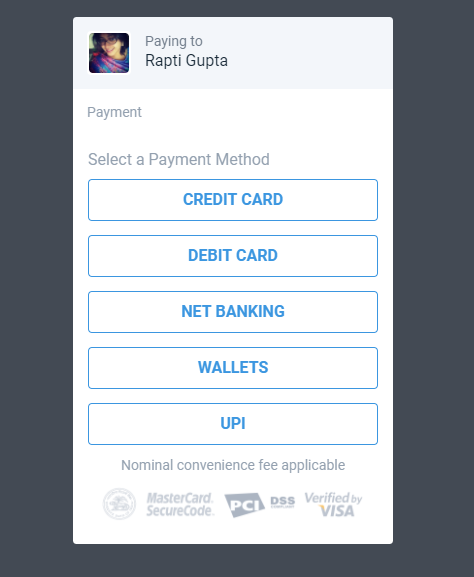 Selecting payment method 