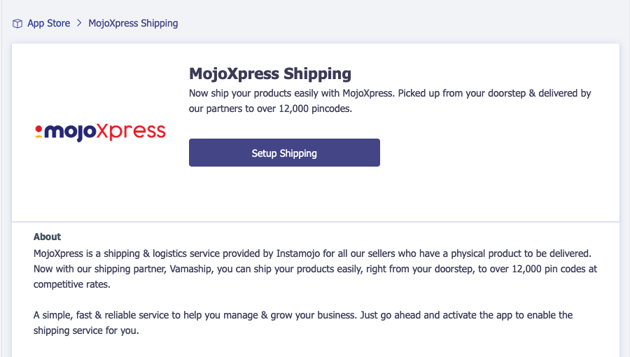 mojoXpress shipping - Instamojo