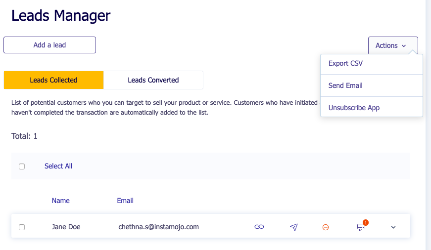 Leads manager app - CSV