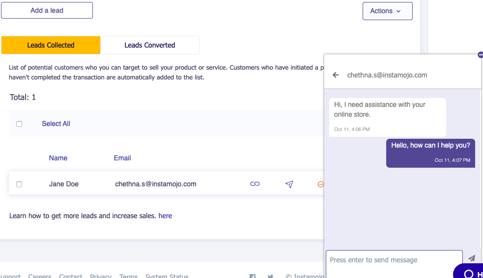 Leads manager app - chat