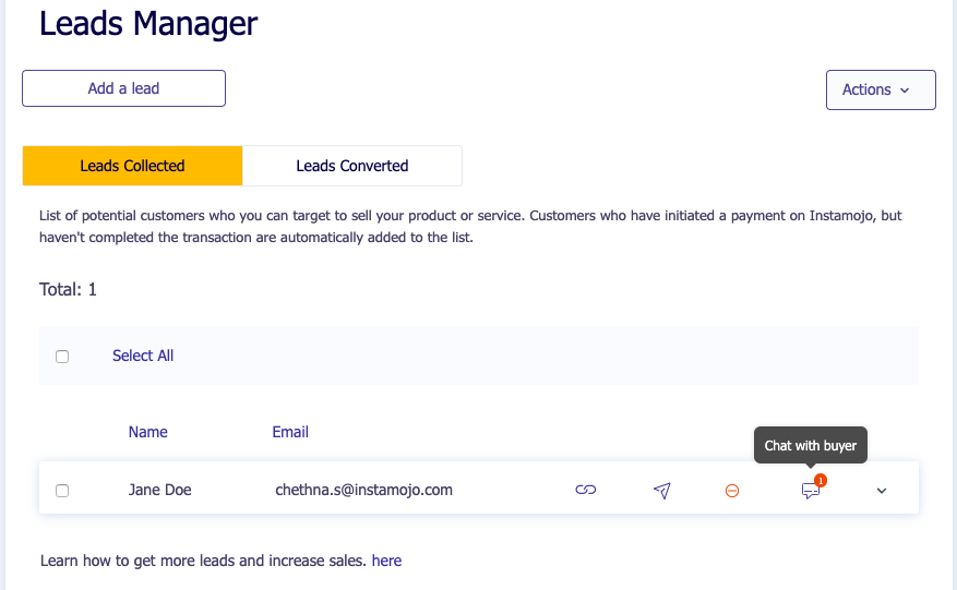 Leads manager app - dashboard