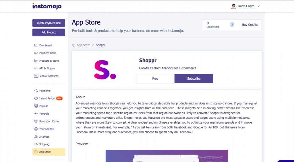 Shoppr App Instamojo