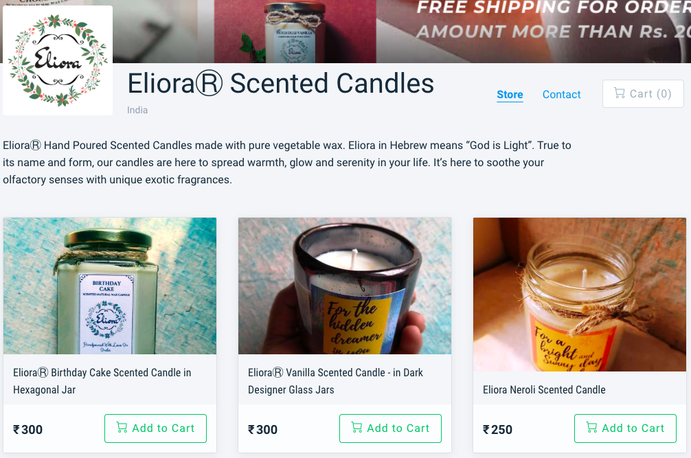 Eliora scented candles instamojo online store for women