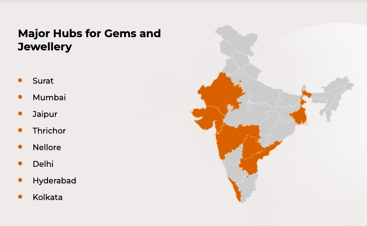 IBEF major hubs for jewellery and gems