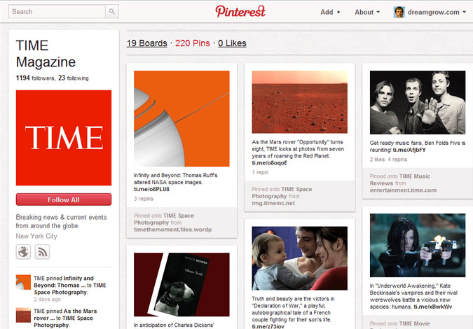 TIME - Pinterest board ideas - dreamgrow