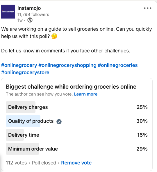 How to sell groceries - poll-Instamojo
