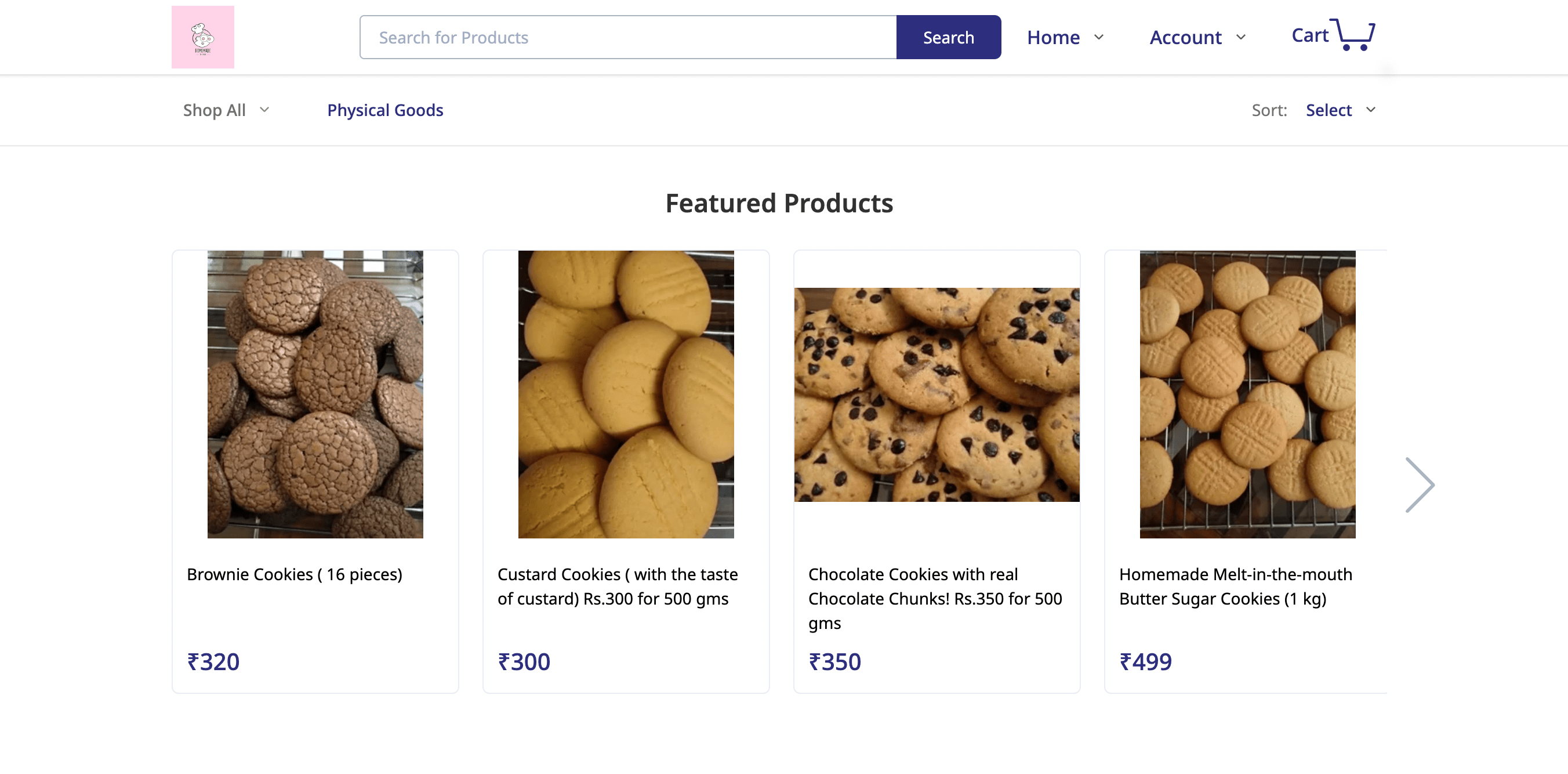 online cake store example