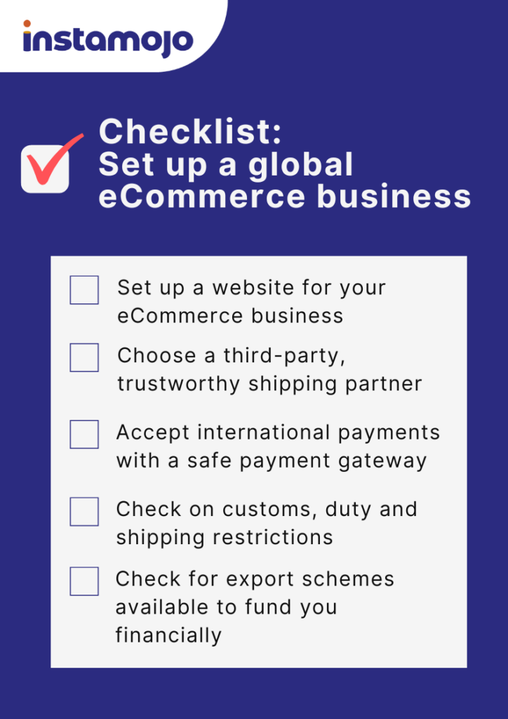 Checklist for setting up a global eCommerce business