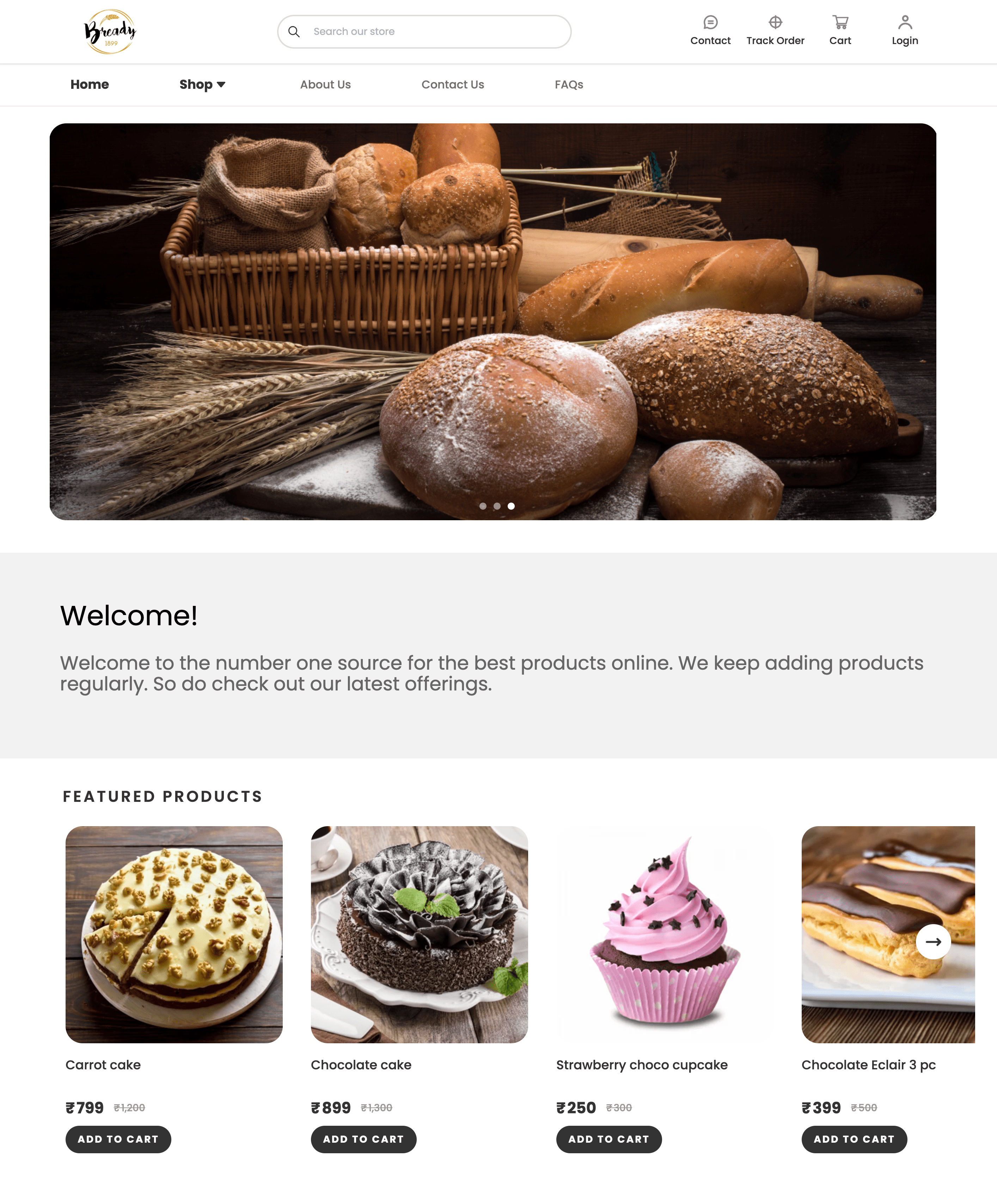 Online store theme for food business