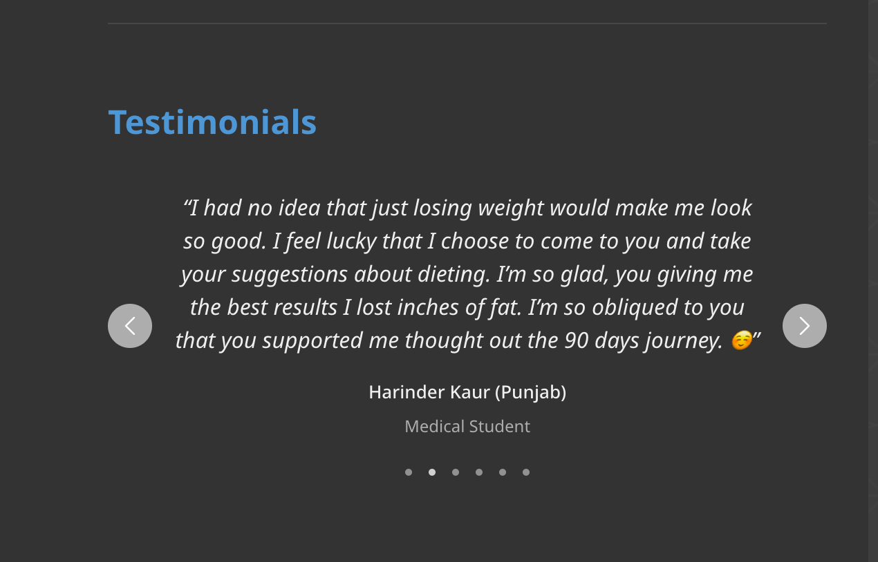 testimonial on a landing page