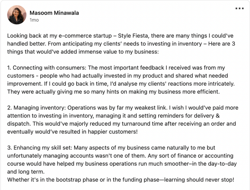 masoom minawala talks about her business failure