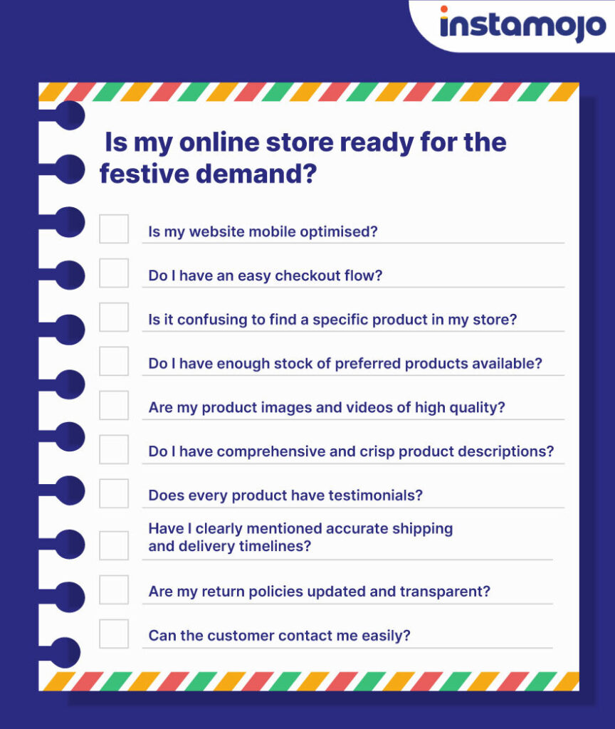 Online festive sales Checklist