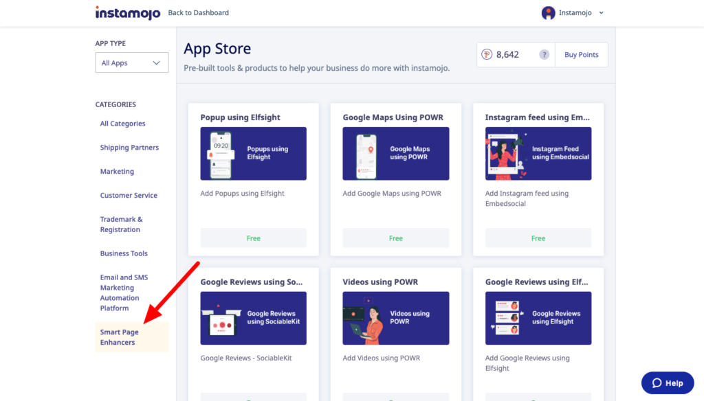 Instamojo Smart page app store