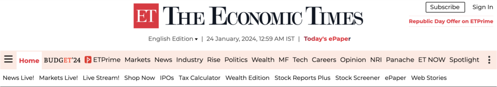 The Economic Times as an example of Structural Navigation