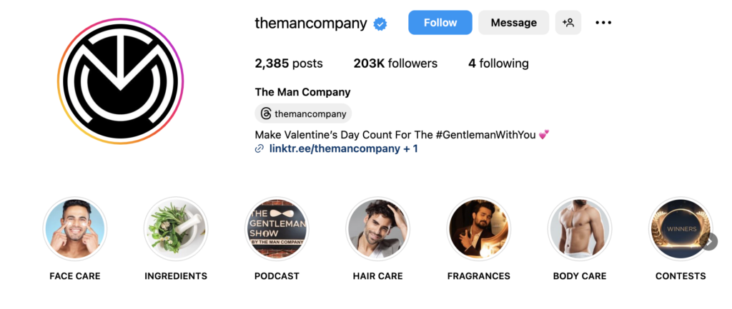 Instagram features that will help you sell more: The Man Company highlights