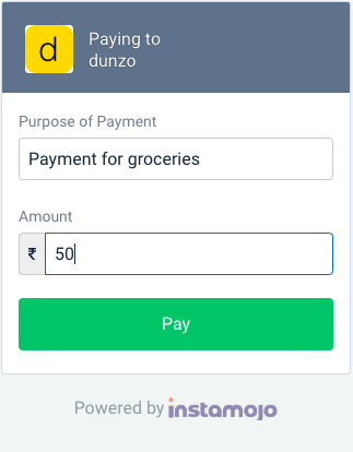 payment in dunzo