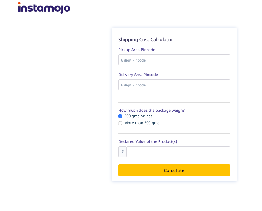 mojoXpress shipping calculation