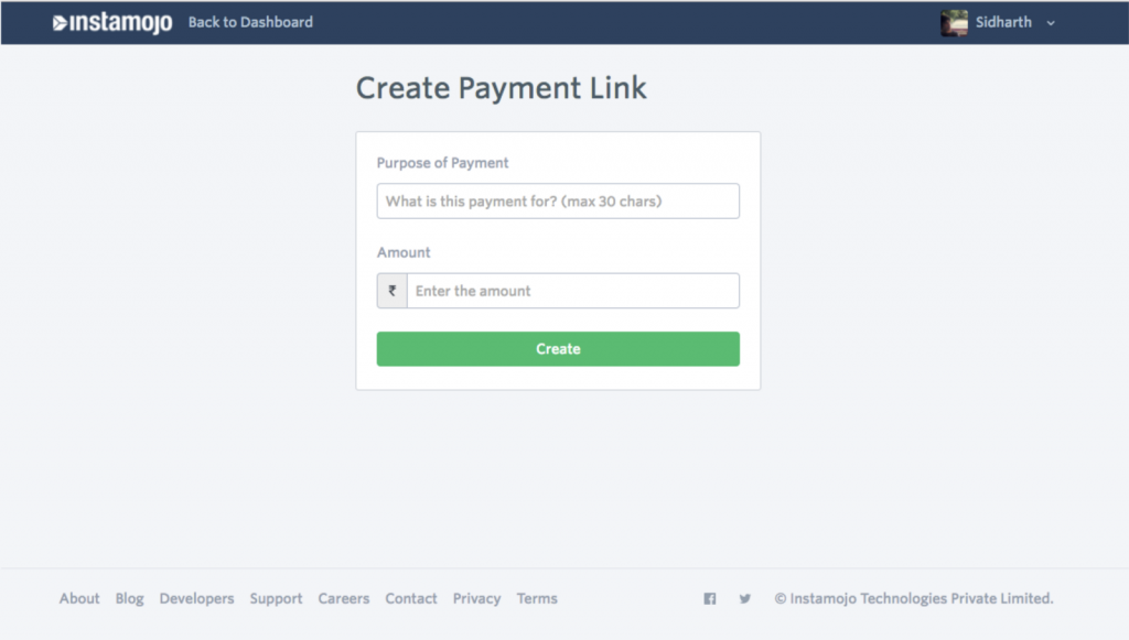 how to create payment link instamojo