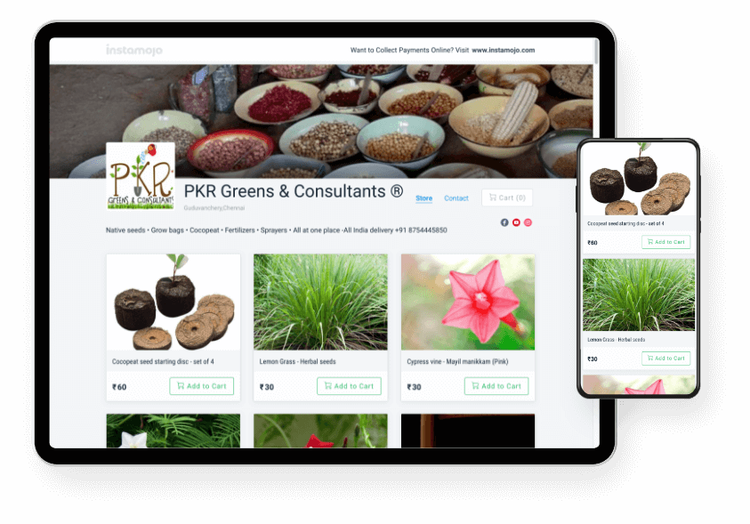 PKR greens & consultants eCommerce website