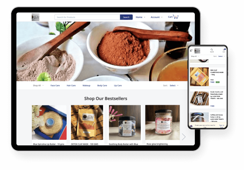 Healing clay blends eCommerce website