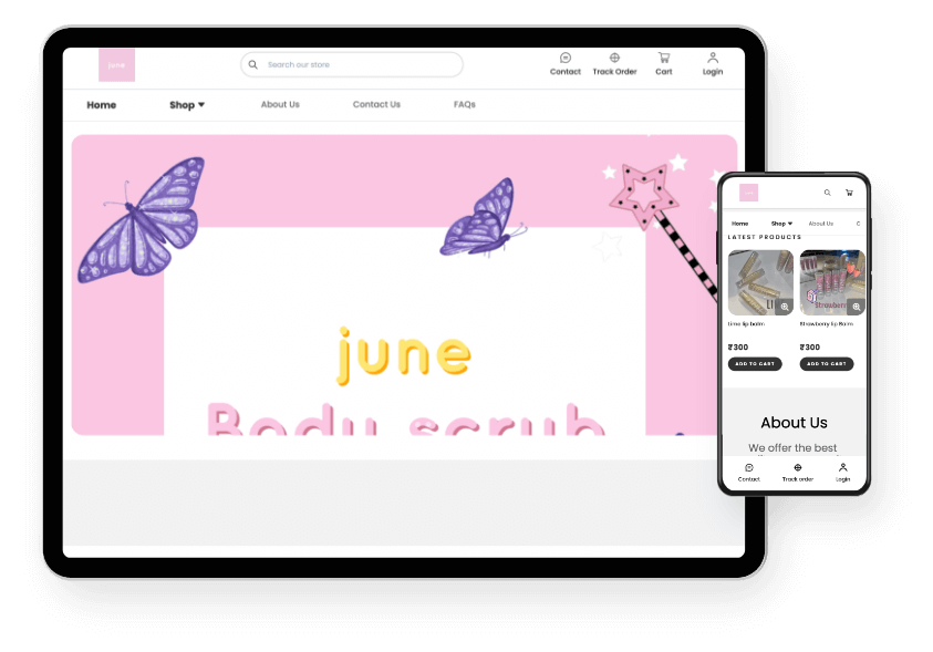 June skincare ecommerce website
