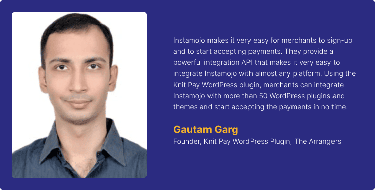 Gautam Garg Instamojo Payments Partner