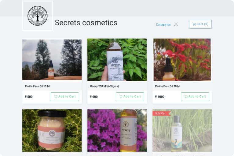 Secrets cosmetics eCommerce website